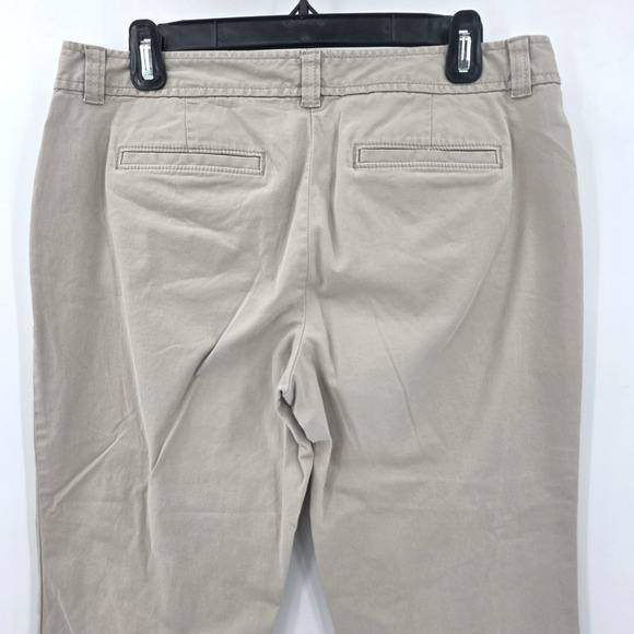 Ann Taylor Loft Women's Petite 8P Original Crop Tan Pants Button Accent - Picture 7 of 13